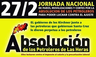 Solidaridad obrera y gran campaña democrática por los petroleros de Las Heras