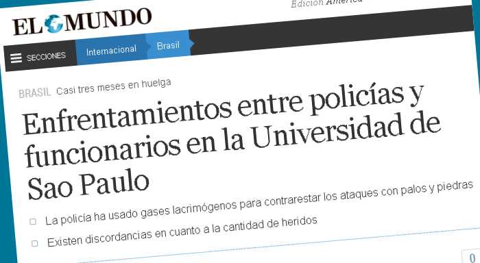 Enfrentamientos entre policías y funcionarios en la Universidad de Sao Paulo