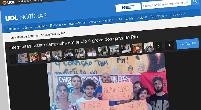 Internautas fazem campanha em apoio ã greve dos garis do Rio 