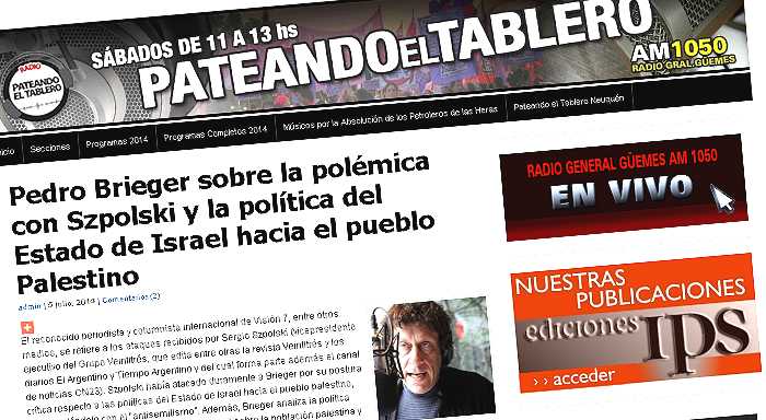 Argentina | Pedro Brieger sobre la polémica con Szpolski y la política del Estado de Israel hacia el pueblo Palestino