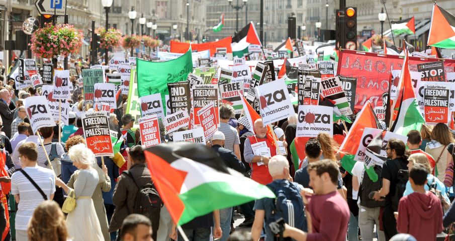 Una marea de banderas palestinas recorrió las calles 